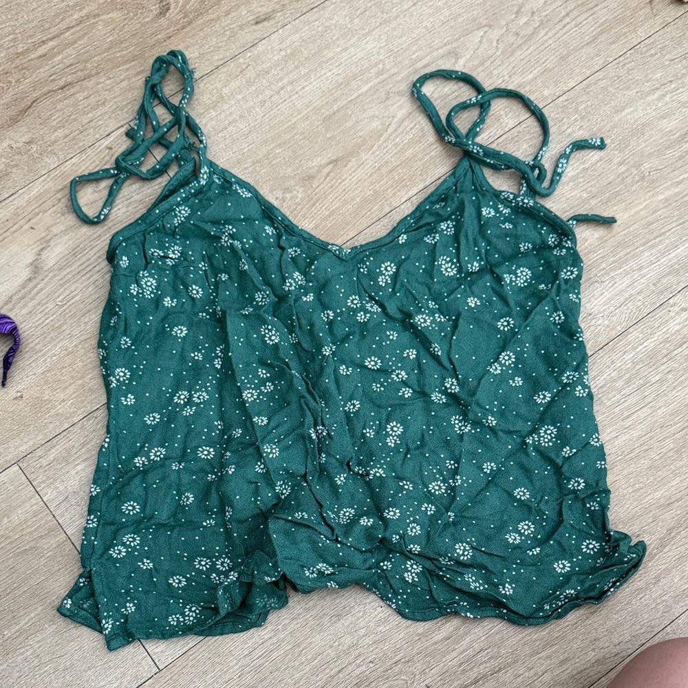 Abercrombie & Fitch Green Floral Tank Top